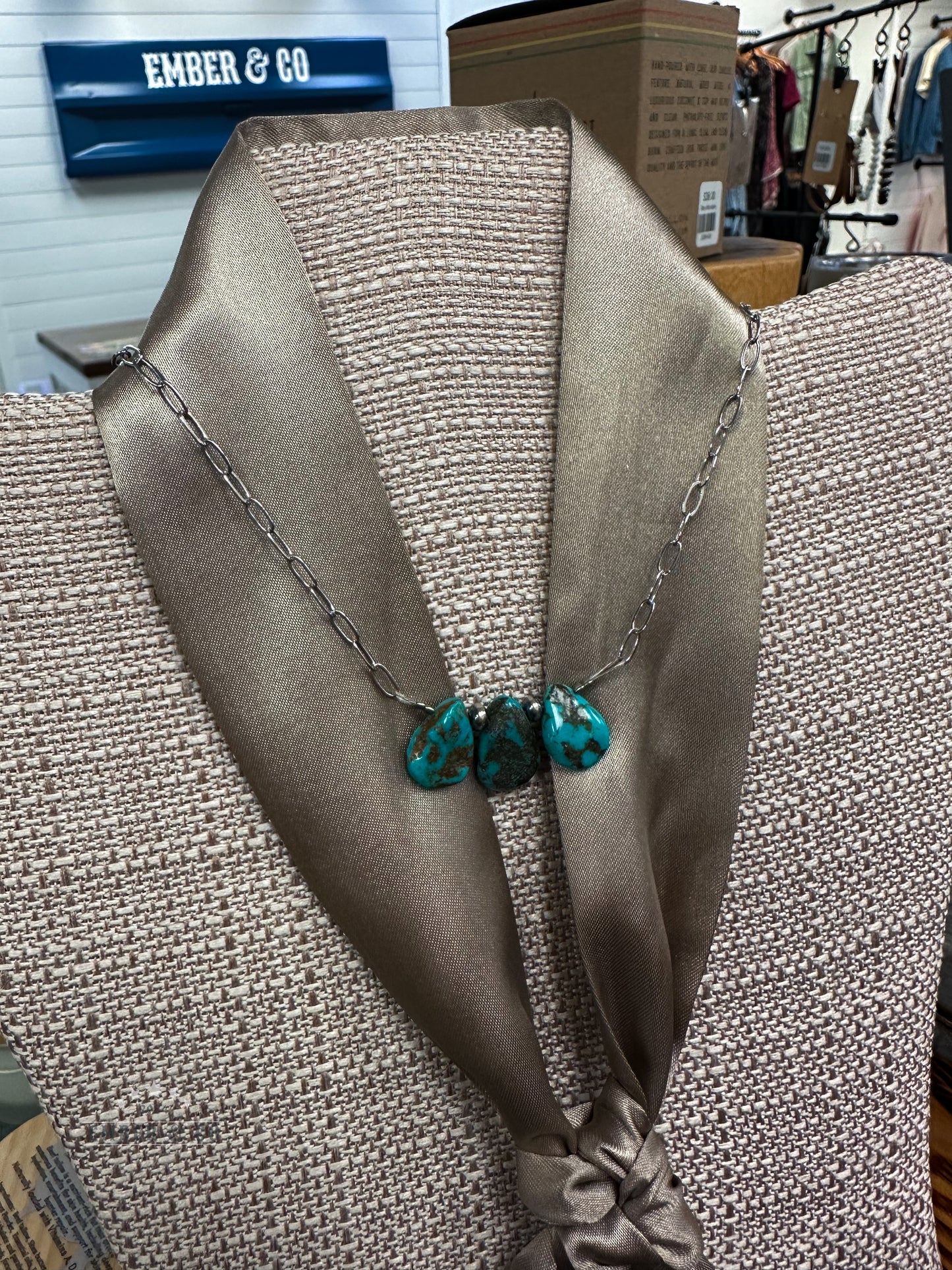 Turquoise Teardrop Silver Necklace