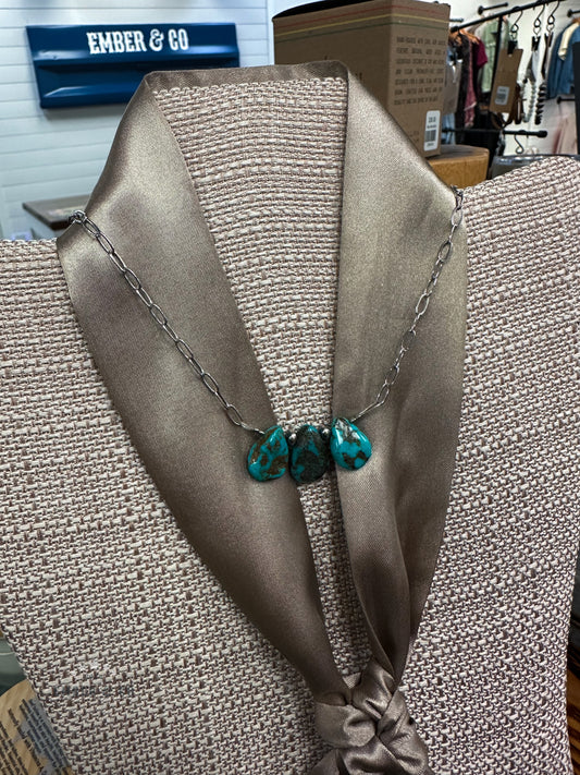 Turquoise Teardrop Silver Necklace