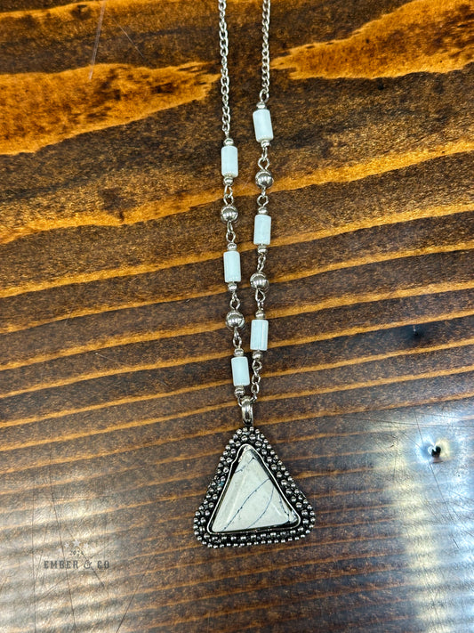 White Turquoise Triangle Necklace