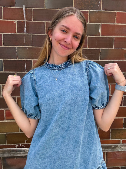 Denim Puff Sleeve Dress