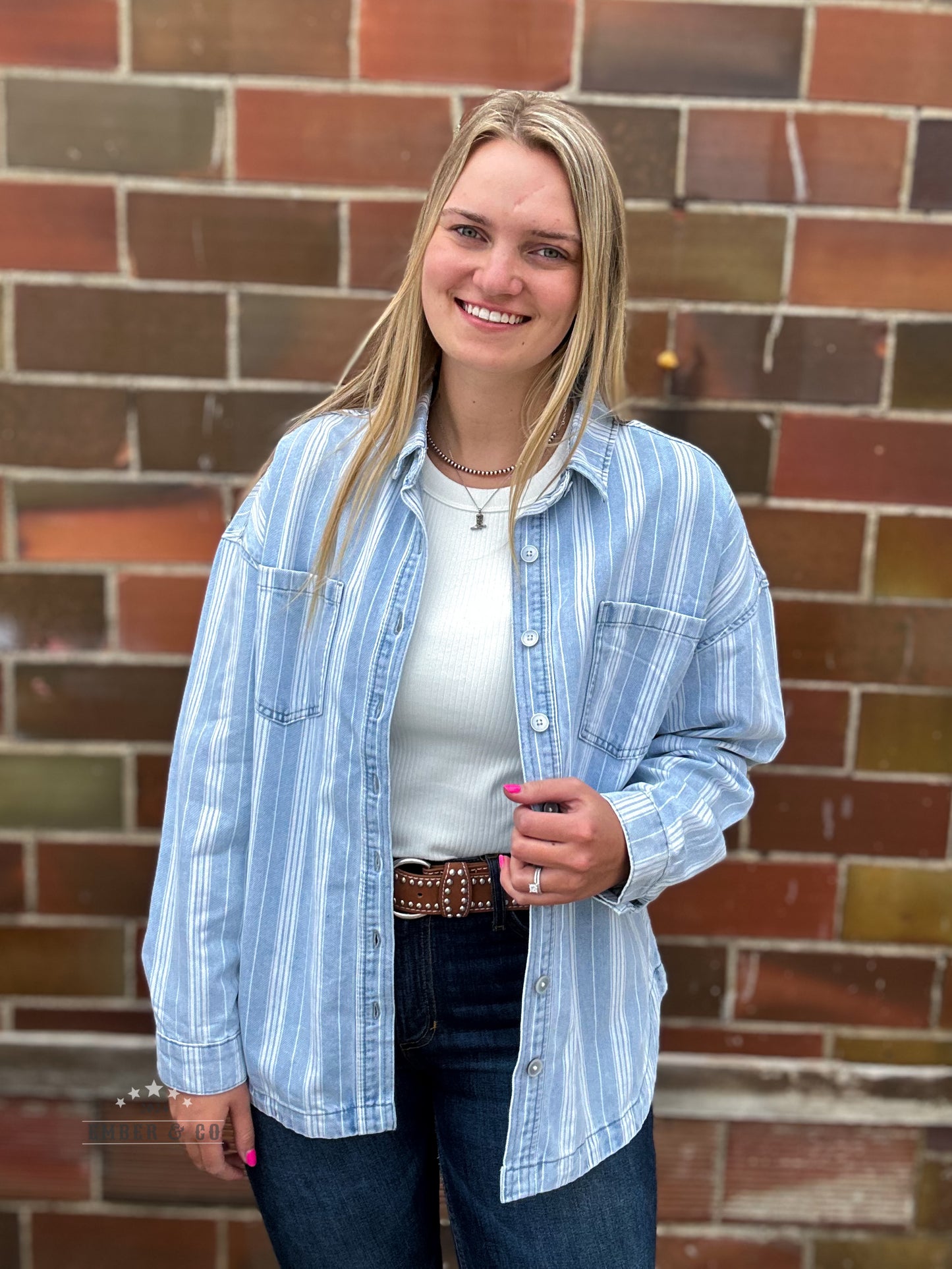 Stripe Denim Shacket