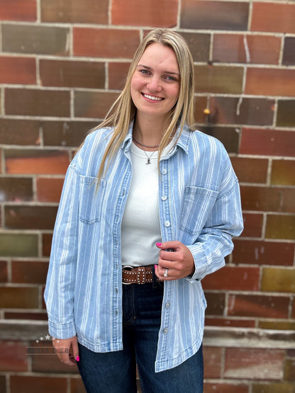 Stripe Denim Shacket