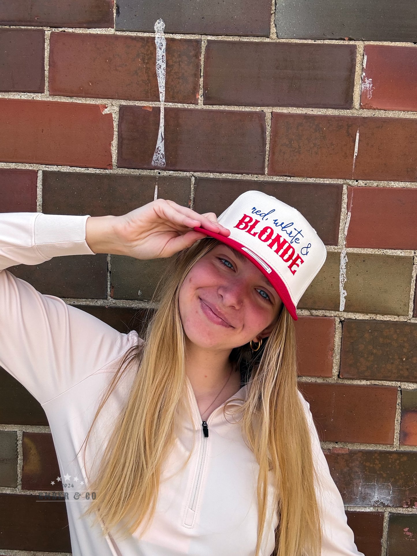 Red, White, & BLONDE Trucker Hat