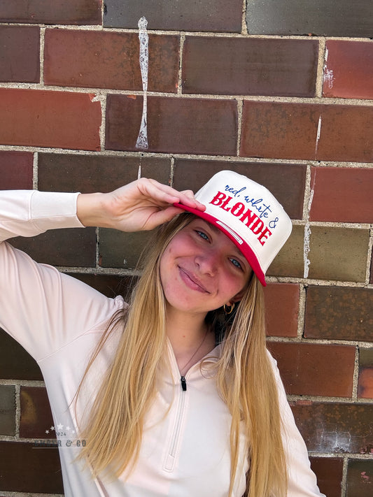 Red, White, & BLONDE Trucker Hat