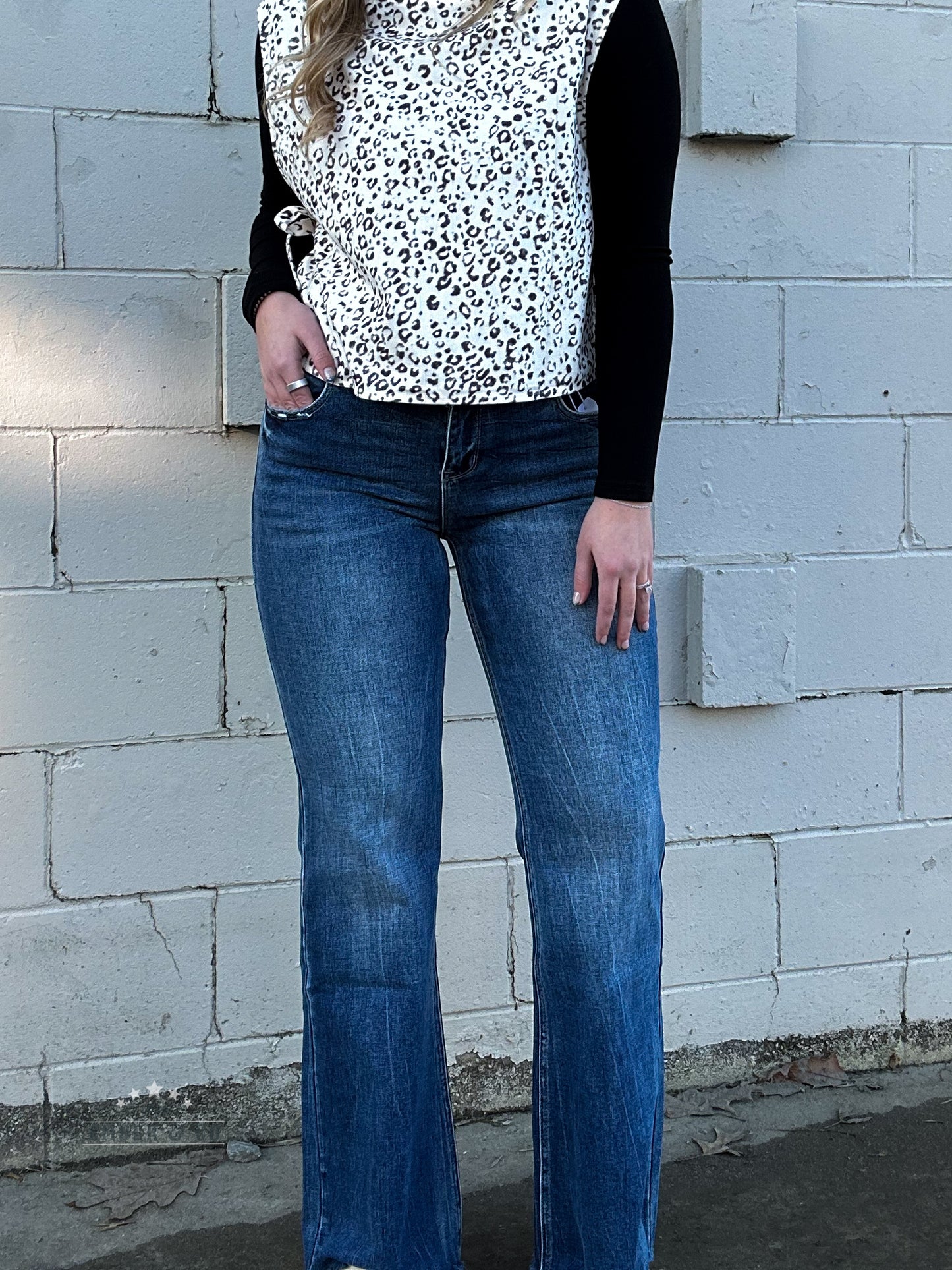 High Rise Dark Trouser Denim