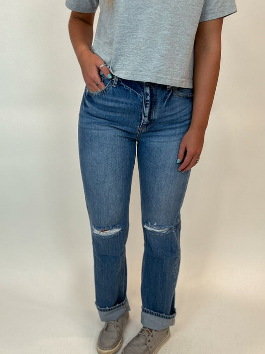 Distressed Straight Leg Jean