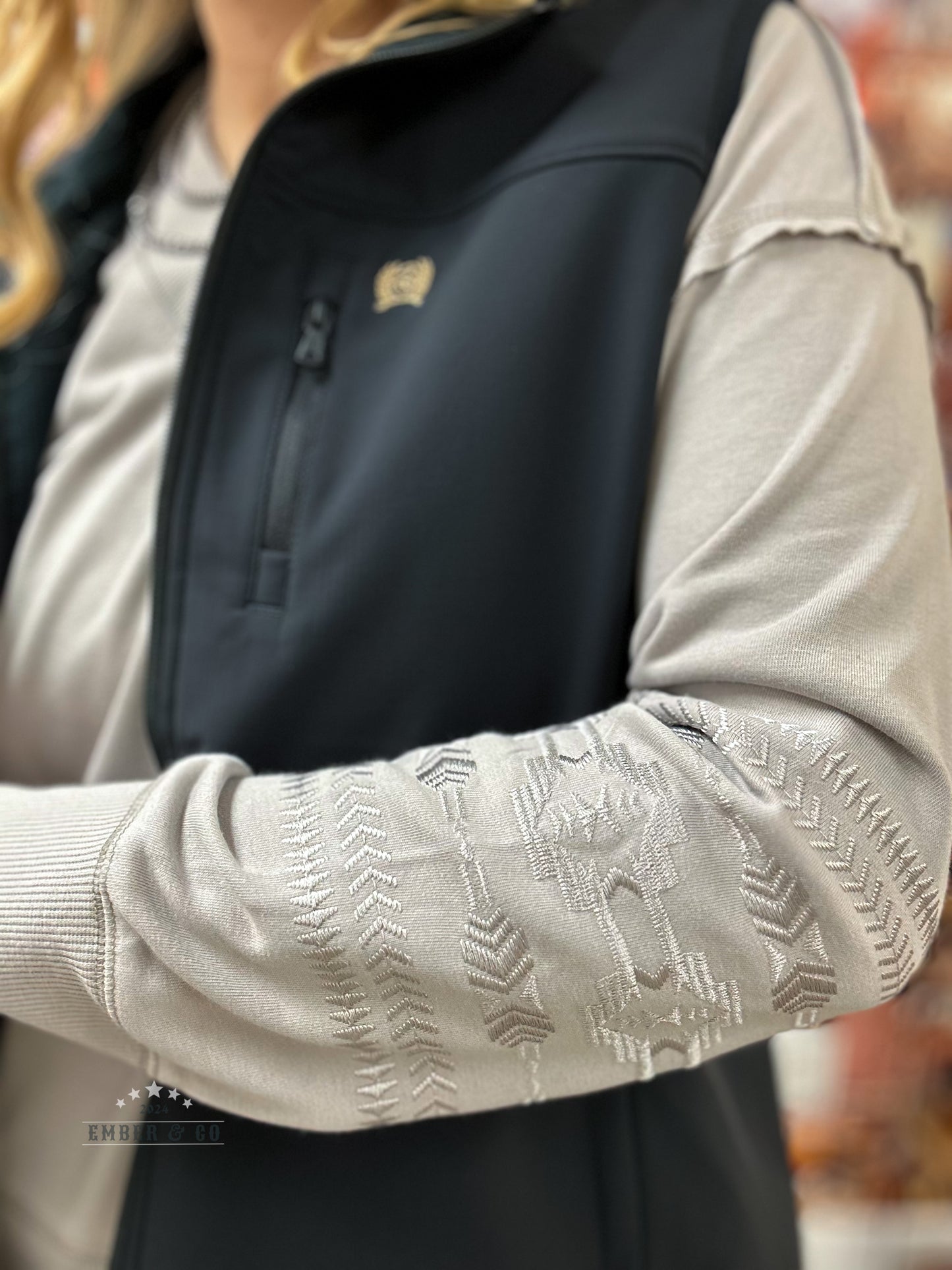 Aztec Embroidered V-Neck Sweater