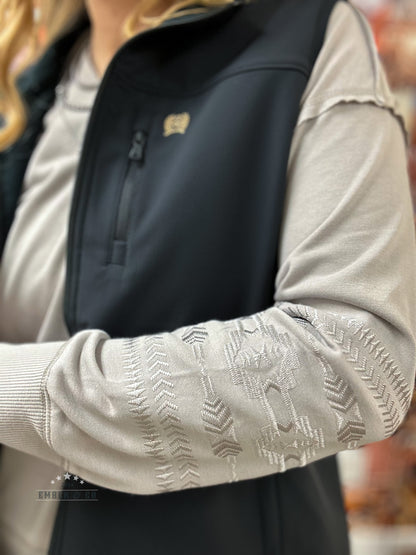 Aztec Embroidered V-Neck Sweater