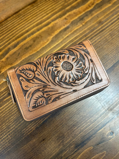 Leather Tooled Floral Wallets