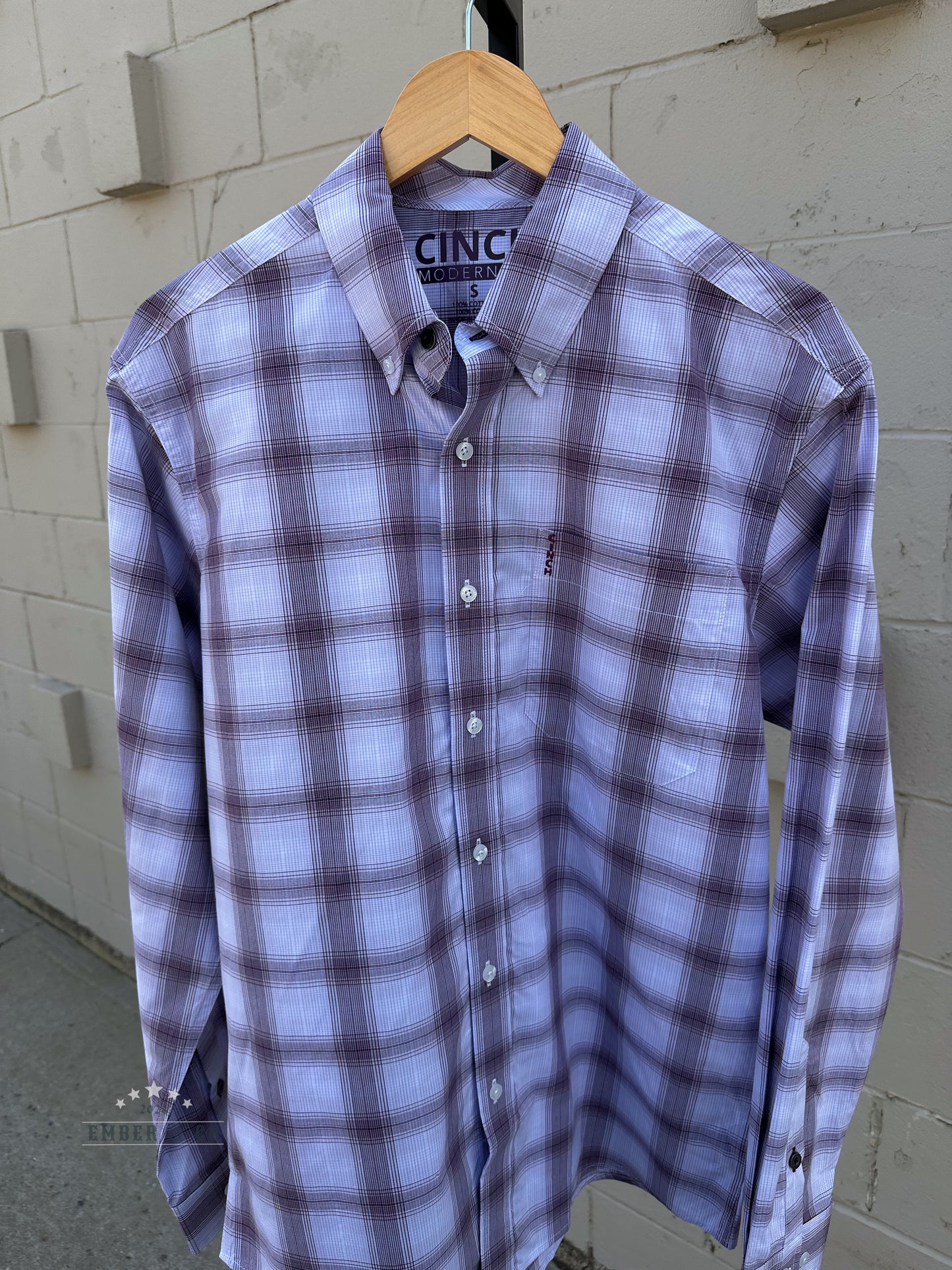 Men's Purple Plaid Cinch LS Button Up