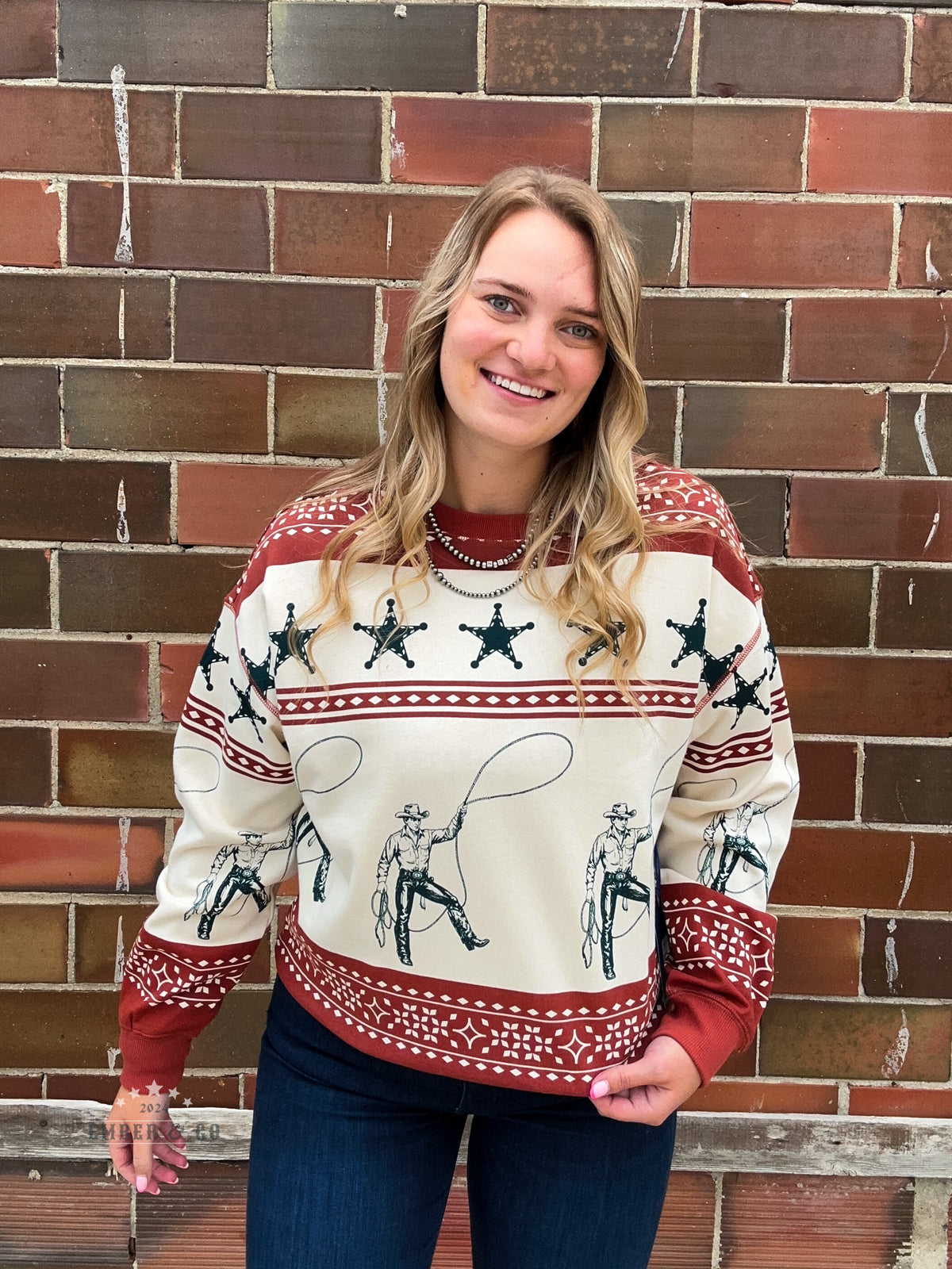 Cowboy Stripe Crewneck