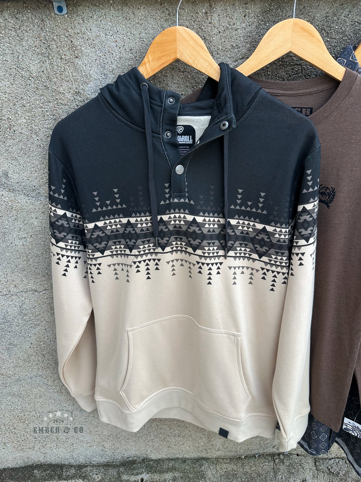 Men's Border Print 1/4 Snap Hoodie