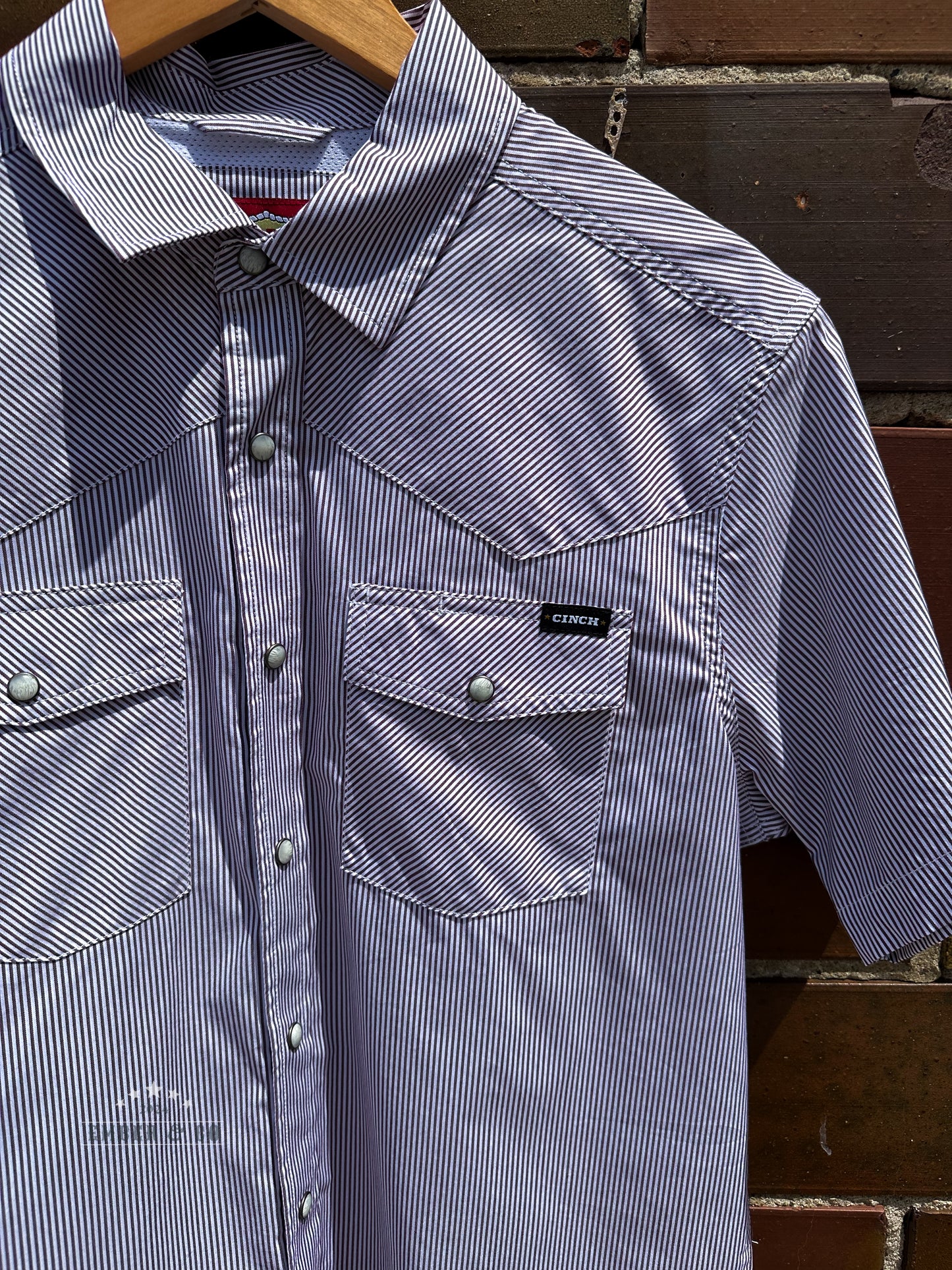 Men's Cinch Burgundy Stripe Pearl Snap