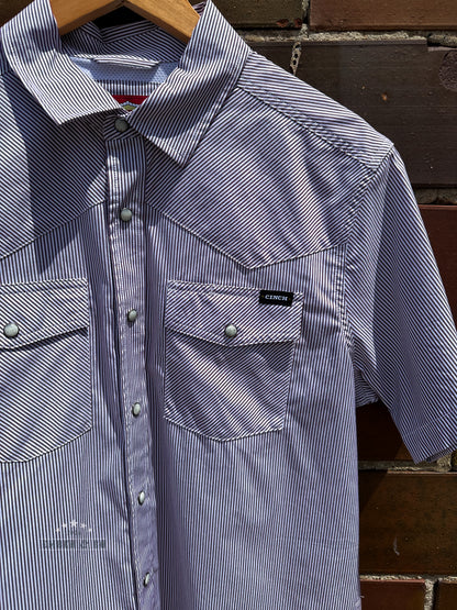 Men's Cinch Burgundy Stripe Pearl Snap