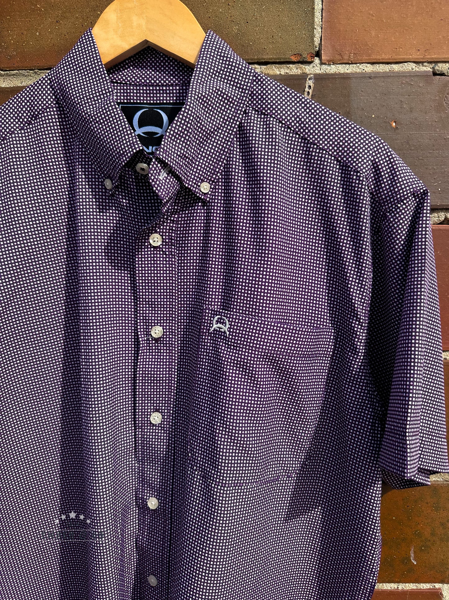Men's Cinch Purple Short Sleeve Button