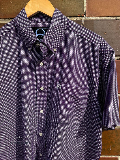 Men's Cinch Purple Short Sleeve Button