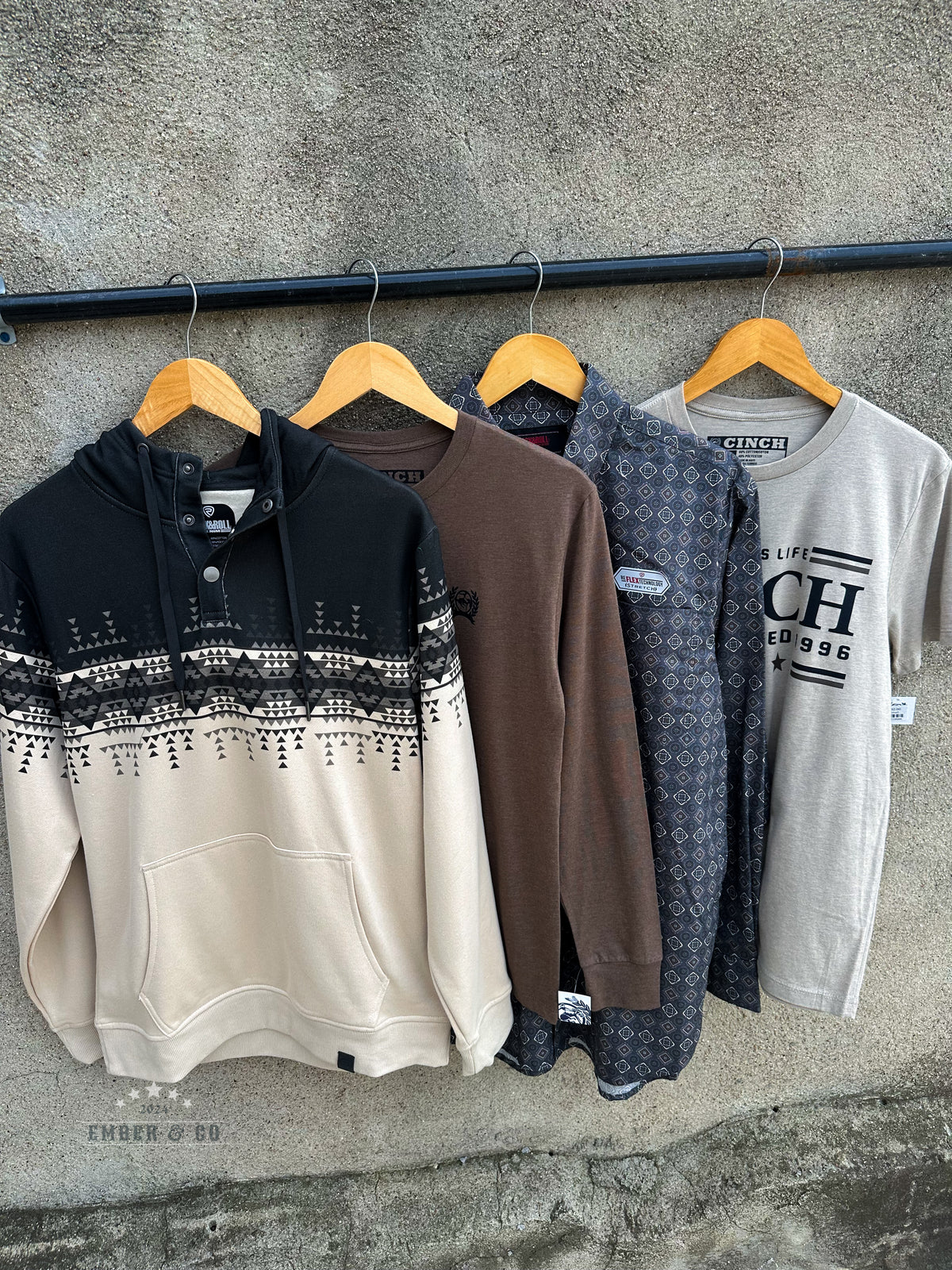 Men's Border Print 1/4 Snap Hoodie