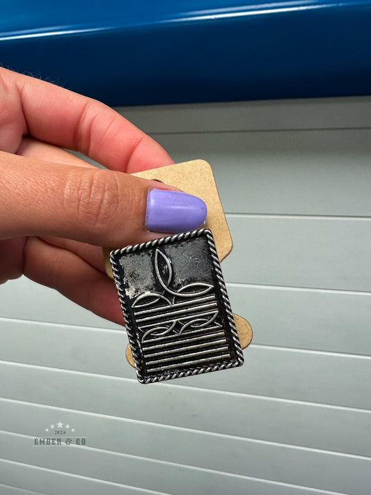 Boot Stitch Rectangle Cuff Ring