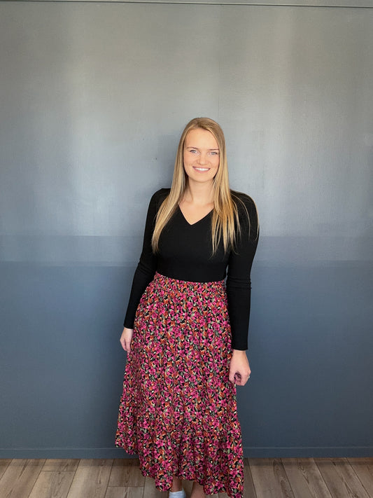 Floral Print Midi Skirt