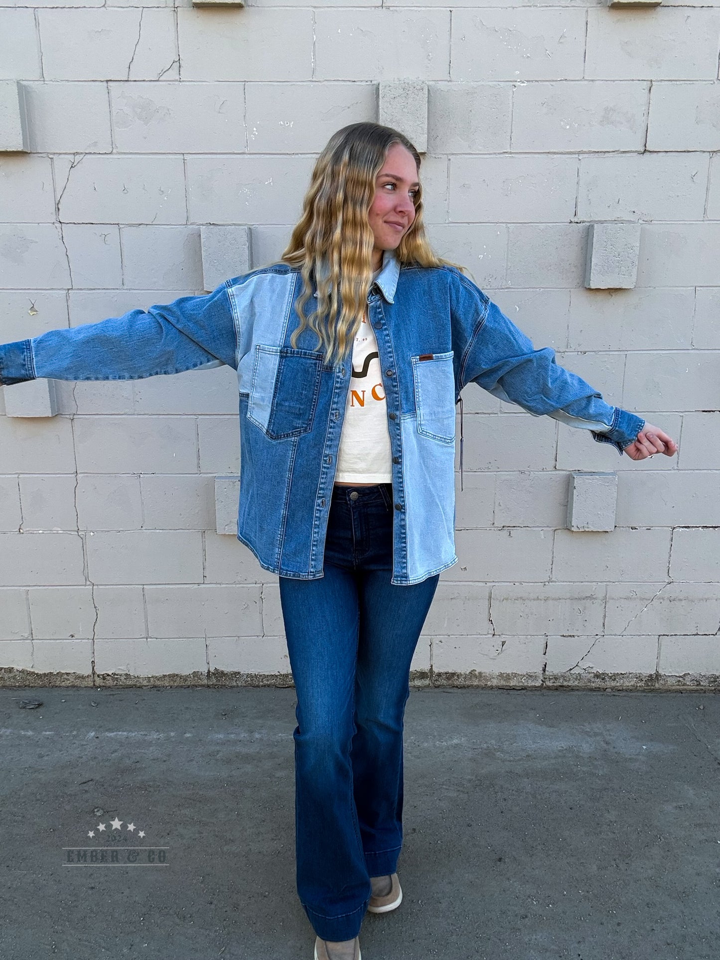 Multi-Tone Denim Shacket