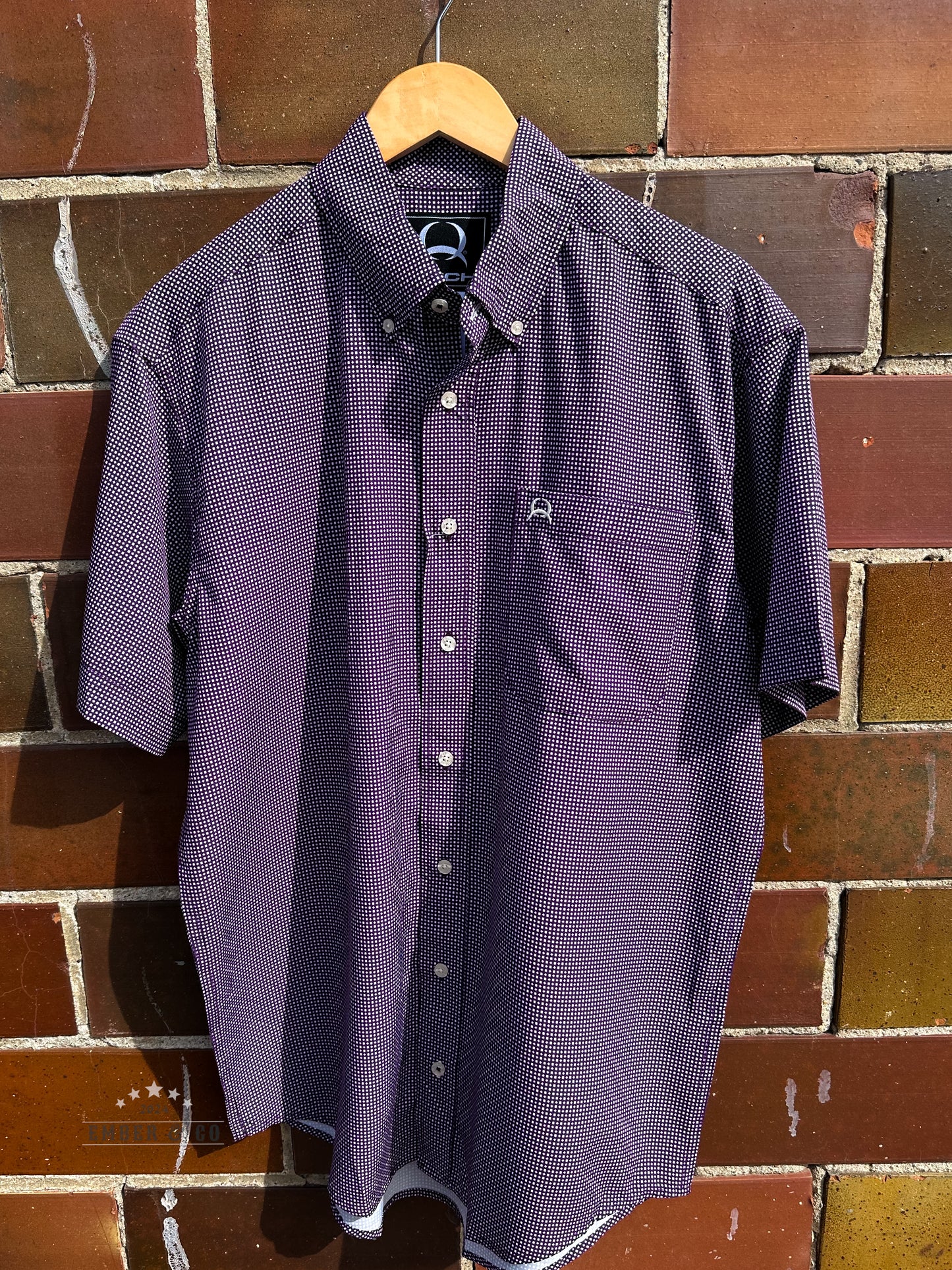 Men's Cinch Purple Short Sleeve Button