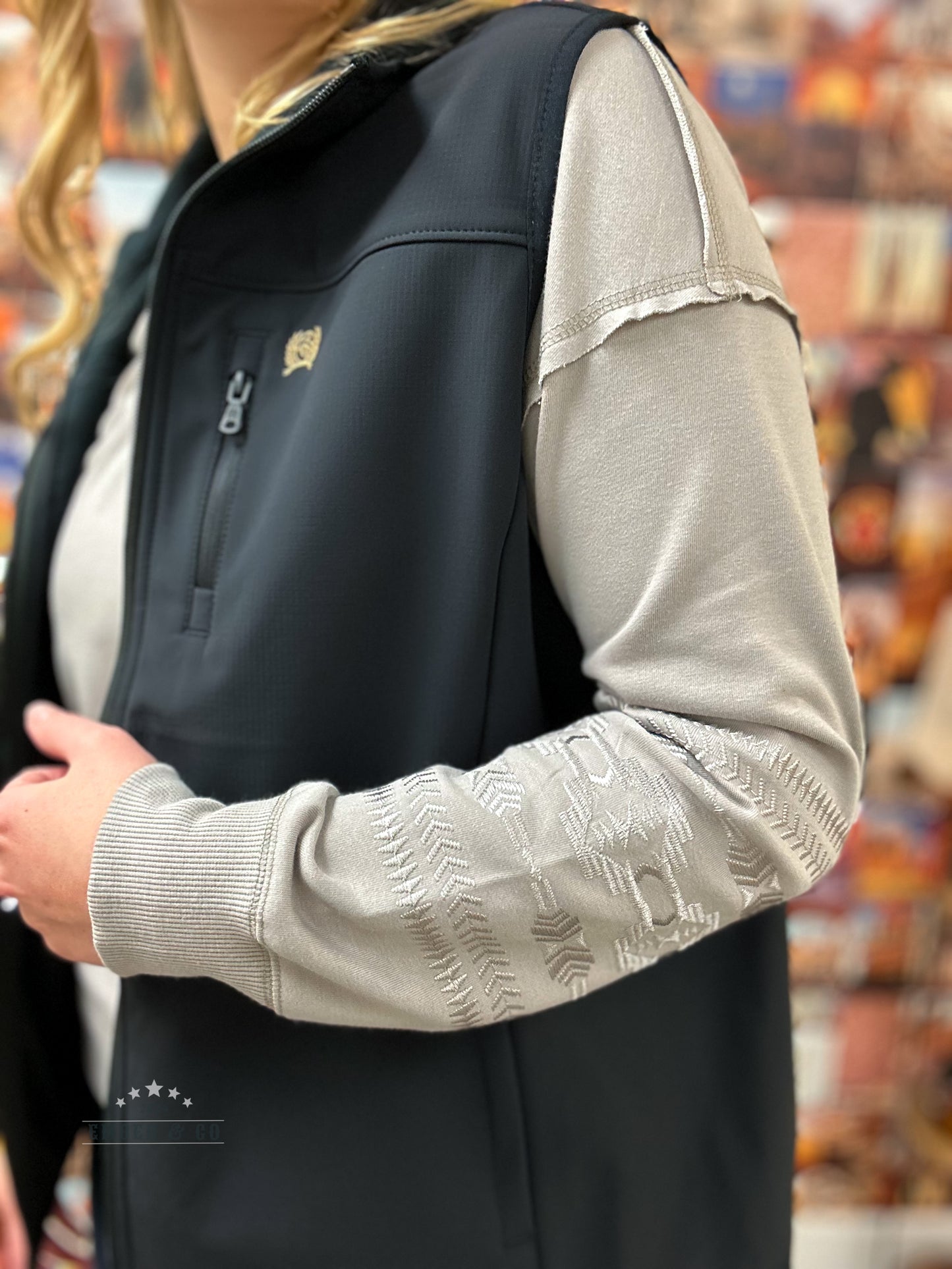 Aztec Embroidered V-Neck Sweater