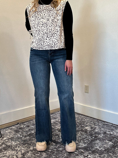 High Rise Dark Trouser Denim