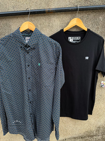 Men's Cinch Floral Black LS Button-Up