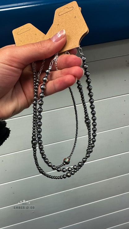 Alternating Sterling Silver Pearl 14in Necklace