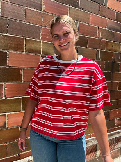 Red Stripe Oversized Tee