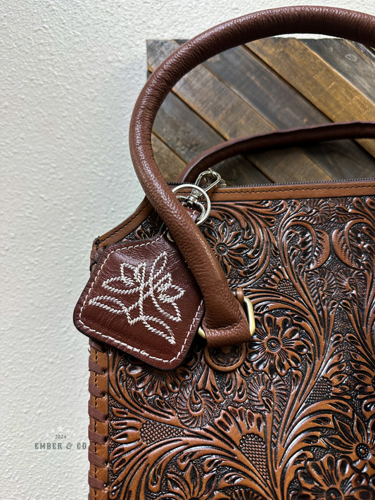 Boot Stitch Leather Keychain