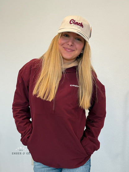 Burgundy 1/4 Zip Cinch Pullover