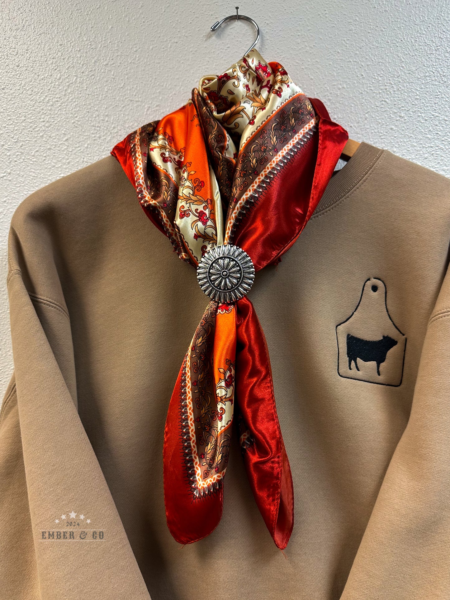 Burnt Orange Floral Wild Rag